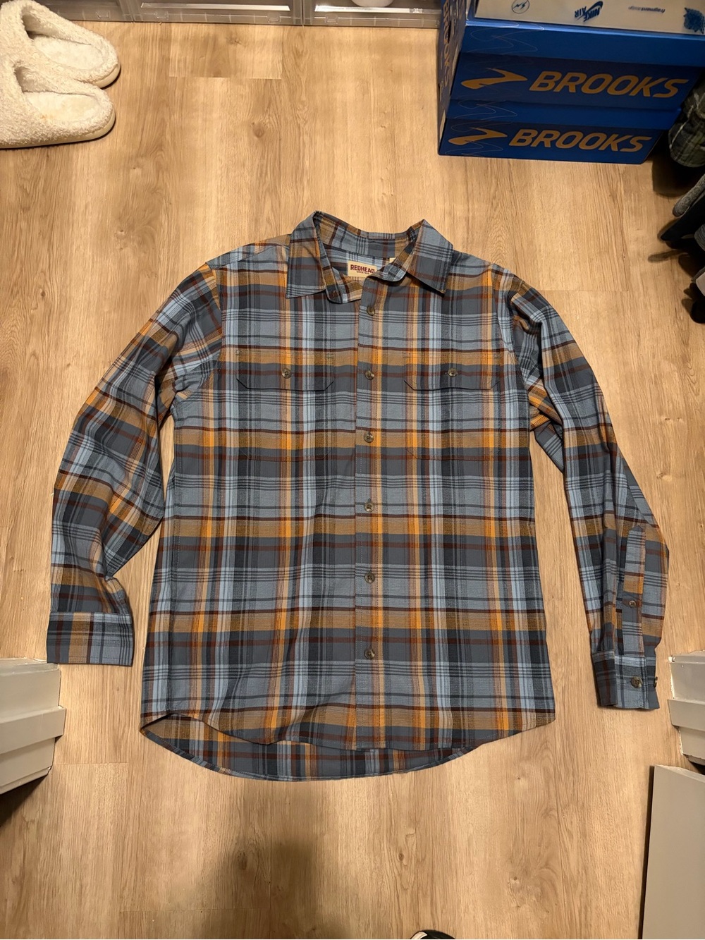 RedHead Blue and Brown Plaid Button-Down Shirt